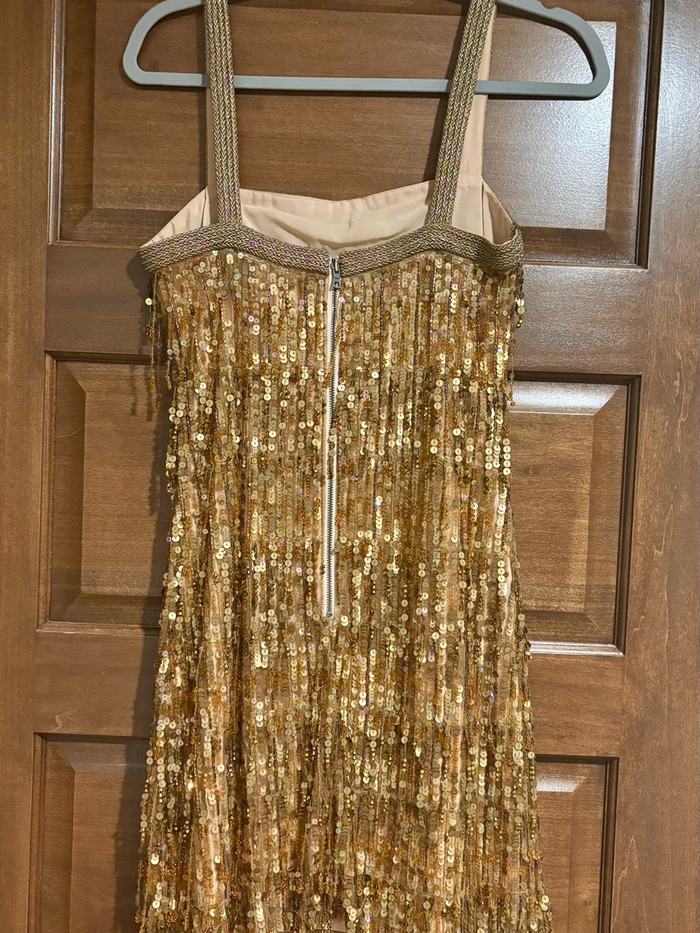 Alice + Olivia Gold Sequin Fringe Cocktail Dress - Picture 2 of 7